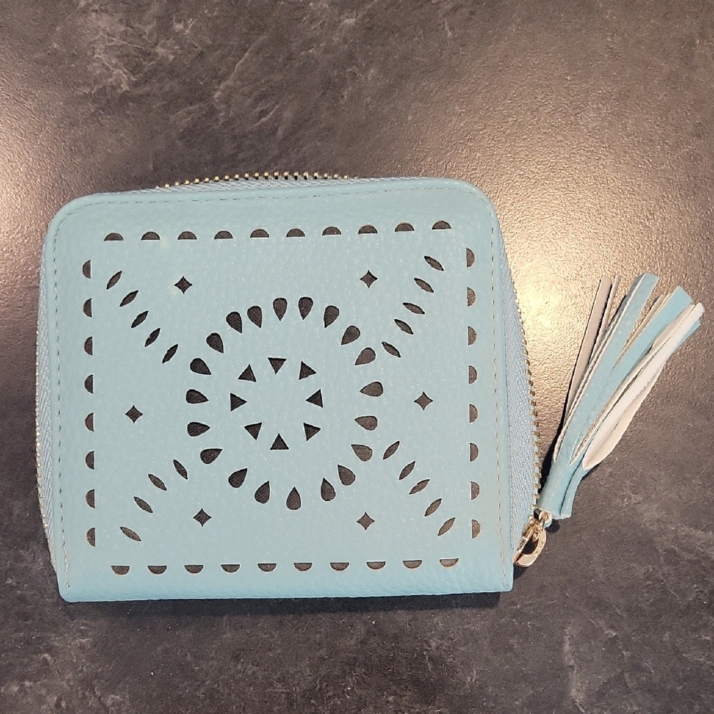 Cleobella Turquoise Laser-Cut Women's Wallet